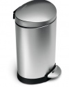 simplehuman Mini Semi-Round Step Trash Can, Fingerprint-Proof Brushed Stainless Steel, 6-Liter /1.6-Gallon