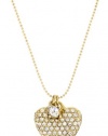 Betsey Johnson Gold-Tone Crystal Heart Pendant Necklace