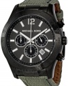 Men's Classic Canvas Strap Watch with Black Chronograph Dial