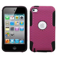 Snap-On Protector Hard Case for Apple iPod Touch 4th Generation / 4th Gen - Pink/Black Hybrid Design + 4.5 Inches Lens/Screen Cleaning Cloth