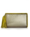 Bring edgy appeal to day or night looks with this compact clutch. Unique whipstitch trim and an all-over mesh will put this look in the style spotlight.