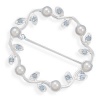 Wavy Circle Fashion Pin with Blue Swarovski Crystals and White Simulated Pearls