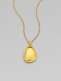 From the Elements Collection. A free-form disc of hammered 24k gold glows warmly as it hangs from a bold gold chain.24k yellow goldChain length, about 18Pendant length, about ¾ Hook claspImported