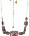 Miguel Ases Pink Coral and Blue Lace Agate 14k Gold Filled Necklace