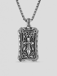 Modern design in finely engraved sterling silver. Necklace, about 26 1 X ¾ Made in USA