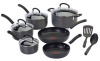 T-fal E918SC64 Ultimate Hard Anodized Nonstick Expert Interior Thermo-Spot Heat Indicator Anti-Warp Base Dishwasher Safe 12-Piece Cookware Set, Gray