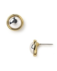 Add chic shine to your look with these two-tone button stud earrings from Lauren Ralph Lauren.