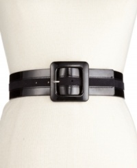 Give them something to talk about with Style&co.'s sleek faux leather and suede belt. With a wide body and chunky square buckle.