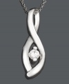 Go with the flow with this sterling silver single swirl Wrapped in Love™ pendant encircling a classic round-cut diamond (1/10 ct. t.w.). Approximate length: 18 inches. Approximate drop: 1-1/2 inches.