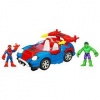 Playskool Super Hero Squad Deluxe Vehicle - Crime Cruising Car with Spiderman & Hulk