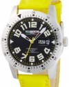 K&BROS Men's 9434-2 Steel Rowmaster Silver-tone Black and Yellow Watch