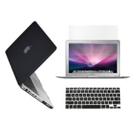 TopCase 3 in 1 Rubberized BLACK Hard Case Cover and Keyboard Cover with LCD Screen Protector for Macbook Pro 15-inch A1286 and TopCase Mouse Pad