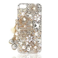 NOVA CASE ® Glamour Series 3D Bling Crystal iPhone Case for iPhone 5 - Floral Coco Bag (Package includes: soft pouch, screen protector, extra crystals)