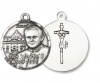 Pope John Paul Ii / Vatican Unusual & Specialty Sterling Silver Pope John Paul II Pendant Stainless Silver Heavy Curb Chain