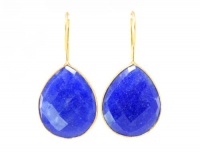 18KT Gold Vermeil Sapphire Quartz Teardrop Earrings 925 Sterling Silver Bezel Set Gemstone Drops, Kyle Richards