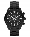 Subtle silver accents catch the eye on this rugged black-on-black Keaton watch from Fossil.