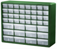 Akro-Mils 10744 Green Series 44 Drawer Plastic Parts Storage Hardware and Craft Cabinet, 20-Inch by 16-Inch by 6-1/2-Inch, Dark Green Frame