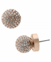 Dramatically disco tech. Michael Kors' sparkling stud earrings add instant party to your style. Crafted in rose gold tone mixed metal with Czech crystal accents. Approximate diameter: 1/4 inch.