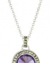 Judith Jack Color Pop Sterling Silver, Marcasite Disc Drop Pendant Necklace