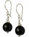 Black Onyx Simple Drop with Sterling Silver Earrings