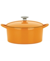 Classic good looks and outstanding performance put this covered dutch oven at the front of its class. Famed chef Mario Batali introduces the beauty of cast iron into your kitchen with a versatile addition that heats up fast, retains heat like a pro and eliminates hot spots that burn foods. The durable enameled finish requires no seasoning and is easy to clean-just pop in the dishwasher! Limited lifetime warranty.