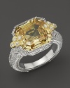 From Judith Ripka's Estate collection comes this Ascher cut ring, showcasing a brilliant canary crystal.