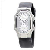 Philip Stein Women's 1-G-FW-RB Signature Dual Time Zone White Textured Dial Rubber Strap Watch