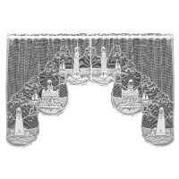 Heritage Lace Lighthouse 72-Inch Wide by 32-Inch Drop Swag Pair, White