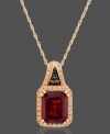 Exquisite craftsmanship with gorgeous color. This Le Vian pendant features emerald-cut ruby (3-5/8 ct. t.w.) and round-cut diamond (1/8 ct. t.w.) set in 14k rose gold. Approximate length: 18 inches. Approximate drop: 3/4 inches.