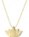 Alex Woo Little Faith Yellow Gold Lotus Pendant Necklace