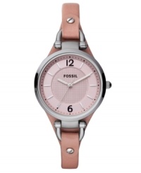 A darling leather Georgia collection timepiece with a touch of ladylike color, by Fossil.