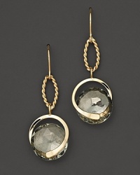 Round rosecut green amethyst briolettes add rich sparkle to twisted links of 14K yellow gold. By Nancy B.