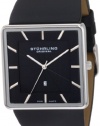 Stuhrling Original Men's 342.33151 Classic Ascot Saratoga Swiss Quartz Ultra Slim Date Black Leather Strap Watch