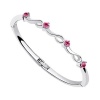 Contessa Bella Fancy Genuine 18k White Gold Plated Pink Swarovski Austrian Crystal Elements Wave Swirl Women Thin Stackable Hinged Bangle Bracelet Elegant Silver Color Crystal Fashion Jewelry