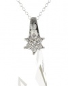 Sterling Silver Made with Swarovski Crystal Faceted Wing Shaped Pendant Necklace, 18