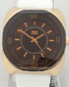 Mark Naimer XL Rose Gold Case Brown Crystal Men's watch White Silicon Rubber Band