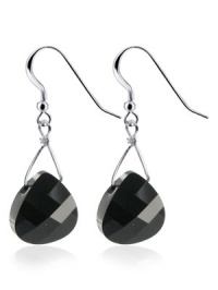 Sterling Silver Teardrop Black Crystal Earrings Made with Swarovski Elements