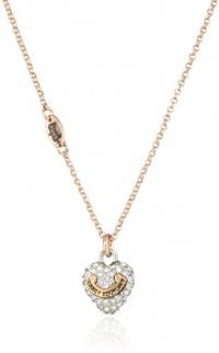 Juicy Couture Spring Icons Collection Pave Puffed Heart Wish Rose Gold Necklace