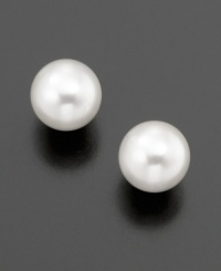 Stunning cultured Akoya pearl earrings (8-8-1/2 mm) by Belle de Mer add a touch of beauty to any look. Earrings set in 14k gold.