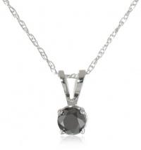 14k White Gold Black Diamond Solitaire Pendant (1/4 cttw)