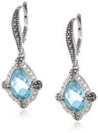 Judith Jack Charisma Sterling Silver, Marcasite and Blue Spinel Teardrop Earrings