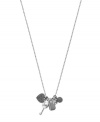 Lock down your new look. Michael Kors adds charm with a necklace strung with silver tone mixed metal pendants. Adorned with keys, circular logos and pave czech stones. Crafted in silver tone mixed metal. Approximate length: 18 inches + 1-inch extender. Approximate drop: 3/4 inch.