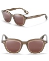 New wayfarers from Marc Jacobs feature two-tone beveled edges for a unique style.