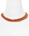 MICHAEL Michael Kors Coral and Gold Snake Chain Beaded Hook Necklace, 17