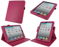 rooCASE Dual-Axis Genuine (Magenta) Leather Case for 4th Generation iPad with Retina Display / the new iPad 3rd / Apple iPad 2 (Automatically Wakes and Puts the iPad to Sleep)