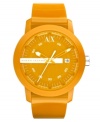 Vibrant color for the season! This casual chic unisex watch from AX Armani Exchange flaunts allover orange color.