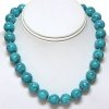 16 Round 15mm Green Turquoise Howlite Necklace With Clasp