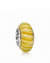 This candy-striped murano glass charm looks sweet enough to eat. Logo-engraved sterling silver trim displays the PANDORA signature.