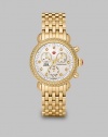 From the CSX Collection. A dazzling diamond accented design with a technical chronograph dial on a goldtone bracelet.Swiss quartz movementWater resistant to 5 ATMRound goldtone stainless steel case, 36mm (1.4)Diamond accented bezel and markers, .64 tcwMother-of-pearl chronograph dialDate function at 6 o'clockSecond handGoldtone stainless steel link braceletImported