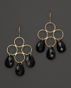 14K yellow gold drop earrings with faceted black onyx.